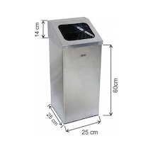 Paslanmaz Metal Çöp Kovası İmaj Kare 37 Litre