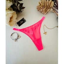 Intive Lingerie Eloise Kadın Şeffaf Tül Kumaşlı Esnek Üstün Kalite Tanga Pembe, Pembe