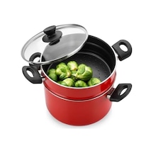 Redio Haşlama Tenceresi - Yanmaz Yapışmaz Teflon İç Yüzeyli, Alüminyum Kırmızı Derin Tencere 22 Cm / 3.8 Litre 12v