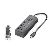 Hadron Hdx7057 İetop Type-c Hub 5gbps 3x Type-c 3.2 + 4x Usb-a 3.2 7 Port Anahtarlı Çoklayıcı Siyah