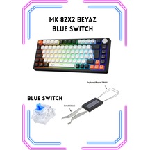 Mk82x2-10 Farklı Rainbow-mekanik Gaming Klavye-beyaz Blue Swıch Bab Kombinasyon