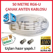 50 Metre Uydu Kablosu Full Hd 3D 4K Çanak Kablosu Rg6