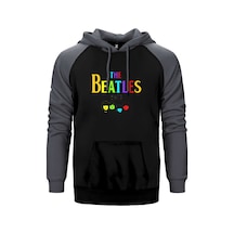 The Beatles Rainbow Gri Renk Reglan Kol Kapşonlu Sweatshirt Gri