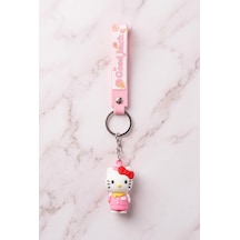Hello Kitty Figürlü Silikon Anahtarlık - Beyaz - Pembe