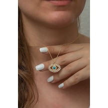 Papatya Silver 925 Ayar Altın Kaplama Zirkon Taşlı Gümüş Göz Kolye