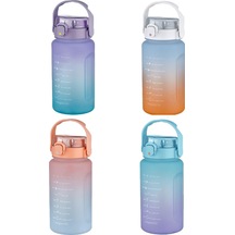 Vagonlife 1500ml Pipetli/Pipetsiz Kullanım Çift Renk SoftTouch Motivasyon Matarası Çıkartma Hediyeli
