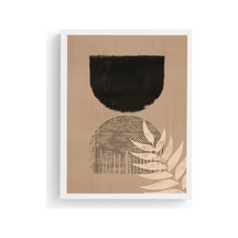 Beyaz Ahşap Çerçeveli Minimal Desenli Tablo - Modern Huhu1133