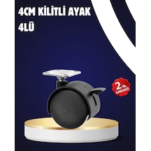 Muratech 4 Lü Kilitli Tekerlek Ayak 4 Cm Sessiz Ve Dalı 4 Adet