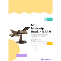 Türk Malı Milli Muharip Uçak Kağan Ahşap Oyuncak Stem-a Eğitim Seti Çocuklar İçin Boyanabilir Maket
