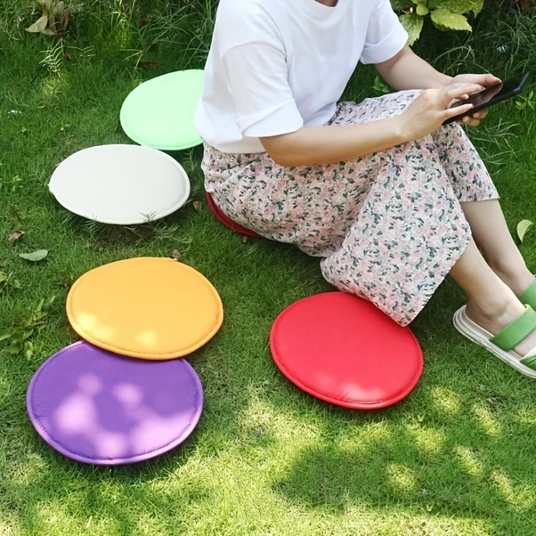 Elmpaly Gri Yuvarlak Sünger Minder Ev İçin Sandalye Kayışlı Basit Kumaş Gri