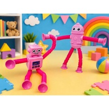 Eğlenceli Vantuzlu Uzayan Robot - Pembe