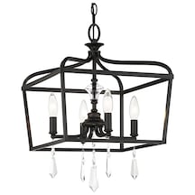Lorel Kafesli Kristal Taşlı Sarkıt Retro Avize Lrl-4447-582 Siyah