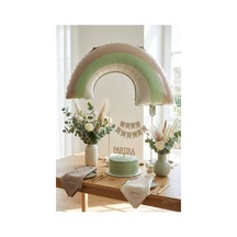 Yeşil Gökkuşağı Retro Folyo Balon Doğum Günü Baby Shower Rainbow Temalı Konsept Parti Süsleme Vintage Dekorasyon Balonu Çok Renkli