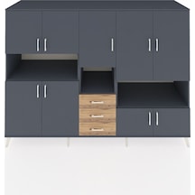 Kronos Dolap 13 Raflı 3 Çekmeceli 9 Kapaklı 220x59x163 Antrasit-antrasit/çam Antrasıt/atlas Çam - Antrasıt