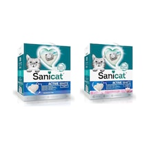 Sanicat Active White 2 Çeşit Karma Kokusuz Ve Lotus Flower Topakalanan Kedi Kumu 10 L X 2 Adet