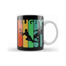 Rugby Silhouette Retro Design Kupa Bardak Porselen Karışık