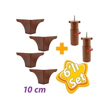 Açelya 6'lı Set 10 Cm Ceviz Mobilya Ünite Çekyat Koltuk Kanepe Ayağı 9.5 X 14.5 Cm Ayarlı M8 Destek Baza Ayak