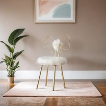 Peluş Gold Kelebek Sandalye Tasarım Sandalyesi