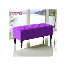 Smarto Relax Puf Saanen Sandıklı Ayaklı Kapitoneli Dekoratif 110x40x45 Cm Mor Mor