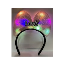 Led Işıklı 3 Farklı Fonksiyonda Yanan Gümüş Love Yazılı Toz Pembe Fiyonk Taç 20x17 Cm 0 - 99