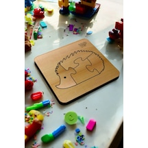 Plywood Ahşap Boyanabilir Çocuklar Puzzle Kirpi Boya Setli