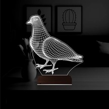 Luvivia Güvercin Kuş 3d Lamba - Masa Gece Lambası Şeffaf