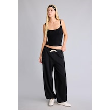 Defacto Loose Fit Beli Bağcıklı Kalın Kumaş Eşofman Altı I6399ax26aubk81 Siyah-bk81