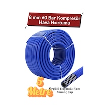 5 Metre Kompresör Hava Hortumu 8 Mm Termo Hortum Mavi Thermo Hortum Basınca Dayanıklı Hortum