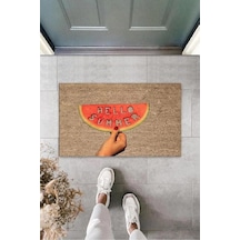Bej Kapı Önü Paspası Hello Summer Dilim Karpuz Desen K-3264 Renkli