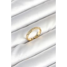 Pirinç Gold Renk Zirkon Taşlı Kadın Yüzük - Tj-byk3903 Renkli