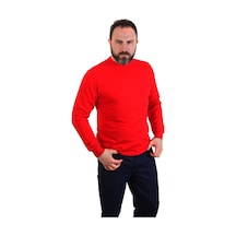 Eser - Bisiklet Yaka Sweatshirt - Cepli - Kırmızı
