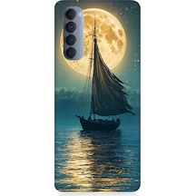 Oppo Reno 4 Pro Uyumlu Dolunayla Sessiz Gidiş Desenli Silikon Kılıf Çok Renkli