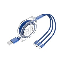 Maerknon3 İn 1 Geri Çekilebilir Usb Şarj Kablosu 1m İphone Uyumlu Android Tip C Xiaomi Huawei Samsungmavi 1m