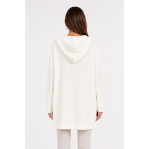 Neden Tekstil Kadın Beyaz Kapüşonlu Oversize Sweatshirt