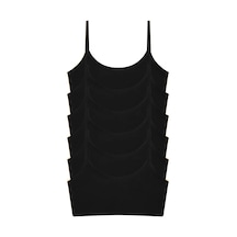 Hadpols Kız Çocuk Siyah Yarım Atlet Pedsiz Alıştırma Sütyeni 6'lı Paket Temel Giyim Slim Fit Örme Çamaşır
