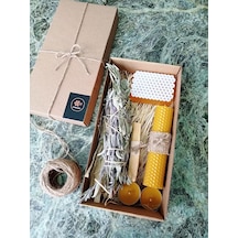 Petekoğlu Sertifikalı Palo Santo Adaçayı Tütsü Ballı Sabun Tealight Mum Balmumu Mum Seti Beeswax Bal Mumu Mum Çok Renkli
