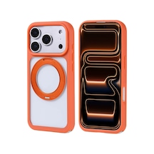 Zore İphone 17 Pro Kılıf M-safe Şarj Özellikli Standlı Nvth Piza Silikon Kapak - Turuncu