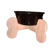 Seramik Kaseli Ahşap Ayaklı Tekli Büyük Irk Köpek Mama/su Stantı-1000 Ml.