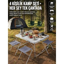Katlanabilir Kamp Masası Ve 4 Tabure Seti Taşınabilir Alüminyum Gövdeli Piknik Masası Diğer