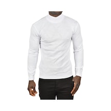 Deepsea Erkek Beyaz Baklava Desenli Yarım Balıkçı Yaka Boğazlı Triko Kazak 2505508 Beyaz