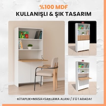 Kitaplıklı Ve Açılabilir Çalışma Masalı Çok Amaçlı Ünite %100 M 1 Beyaz
