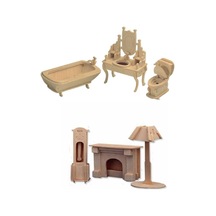 3D Ahşap Banyo ve Şömine Maket Puzzle 66 Parça