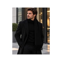 Aydincapqa Unisex Selanik Örgü Görünümlü Triko Atkı Püsküllü Kışlık Boyun Atkısı 165x20 Siyah - 944087051 Siyah