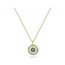 Brezza Lusso Jewelry 925 Ayar Gümüş Firuze Taşlı Nazar Gözlü Altın Kaplama Kadın Kolye 48490328 42 CM 42 CM