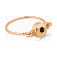 Kuyumcudukkani Siyah Taşlı Elişi Trend Yüzük-10320-r-blk Rose Gold
