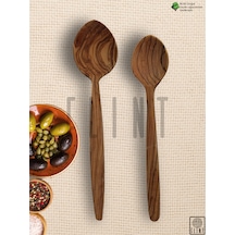 Zeytin Ahşap Tahta Kaşık 2'li Set Tahta Yemek Servis Mutfak Seti