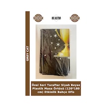 Özel Seri Taraftar Siyah Beyaz Plastik Masa Örtüsü 120 180 Cm Etkinlik Bahçe Ofis Beyaz - Siyah