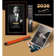 2026 İstikbal Atatürk Ajandası Ayraç Kartpostal Kalem - Turuncu 103 Ivory