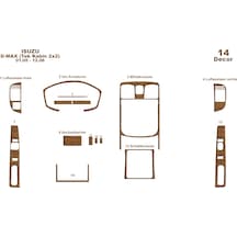 Isuzu D Max Tek Kabin 2x2 Konsol-torpido Kaplama 2005-2006 14 Parça-açık Meşe Seçenekler