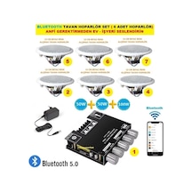 Bluetooth Tavan Hoparlör Seti 1 Adet Amfi + 6 Adet 13 Cm Tavan Hoparlör